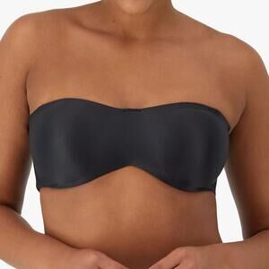 Lilyette Strapless Minimizer Bra Womens 36C Black Underwire Seamless Lightweight